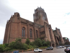 Exterior of Liverpool Cathedral, the largest in Britain