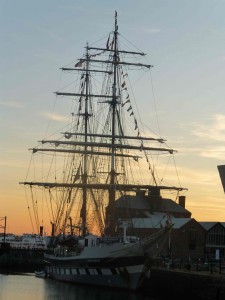 one of the tall ships for the festival, used for training young people (this is the one that pranged the light standard on the way in!)