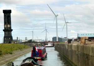 the old (clock tower, the new (container dock in the distance) and the renewable. Very cool to be part of it all