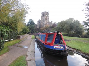 Kidderminster lock with the imposing church in the background