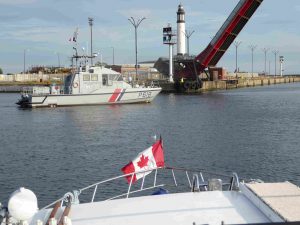 entering the last sea lock with 'protection' as we go